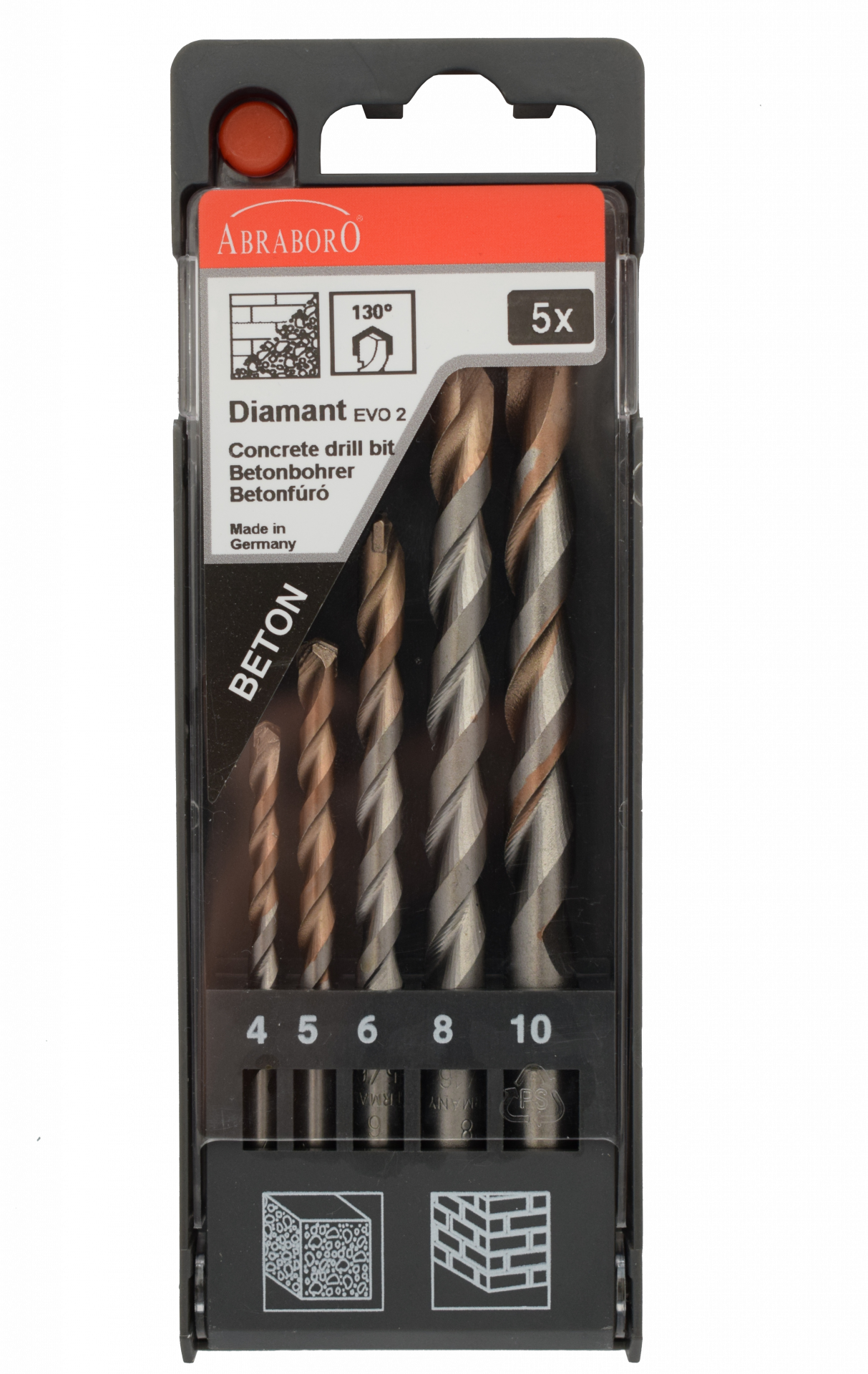 Abraboro Diamant EVO 2 betonfúró készlet, 5 részes, műanyag dobozban termék fő termékképe