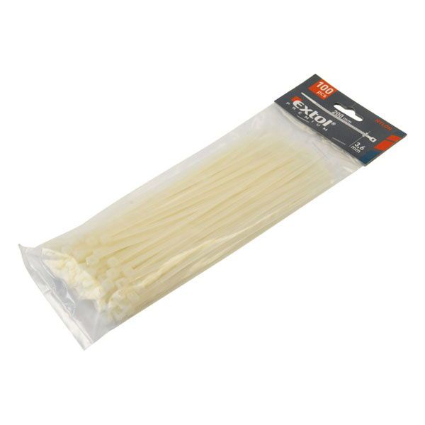 EXTOL kábelkötegelő 4,8×500mm 100db, fehér nylon; UV-, sav- és lúgálló termék fő termékképe