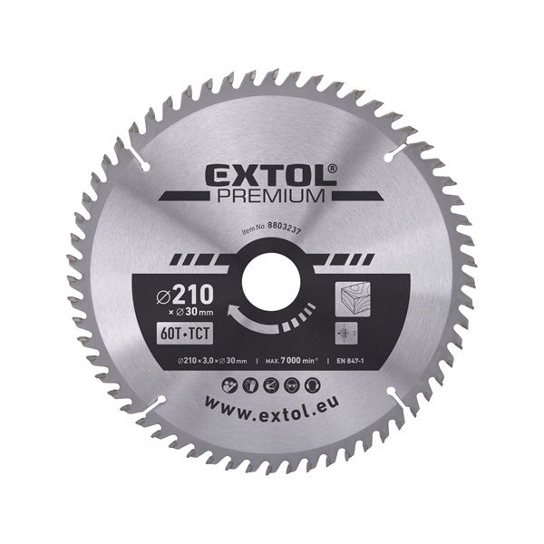 EXTOL MADAL Körfűrészlap, keményfémlapkás, 250×30mm(lyuk átm), T40; 3,2mm lapkaszélesség, max. 6500 ford/perc termék fő termékképe