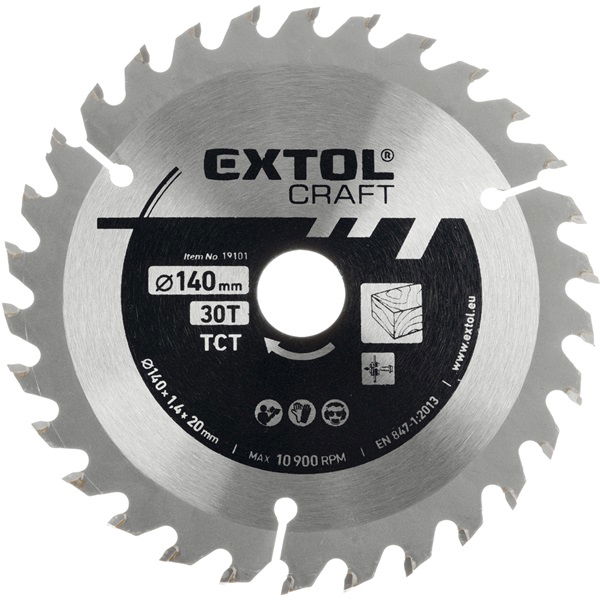 EXTOL Körfűrészlap, keményfémlapkás, 350×30mm(lyuk átm), T60; 3,5 mm lapkaszélesség, max. 4.300 ford/perc termék fő termékképe