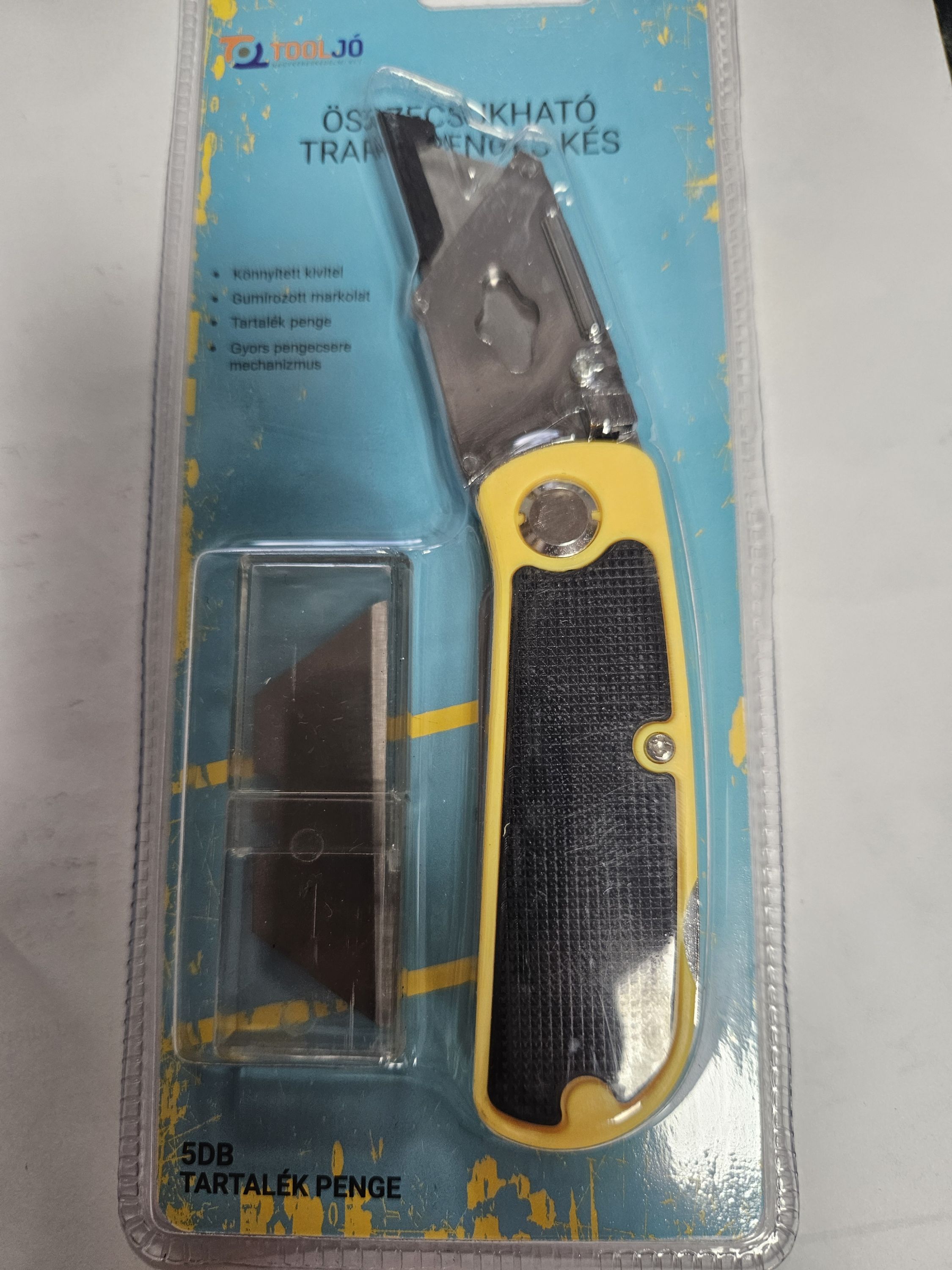 TOOLJO Összecsukható trapézpengés kés , 5db pengével termék fő termékképe