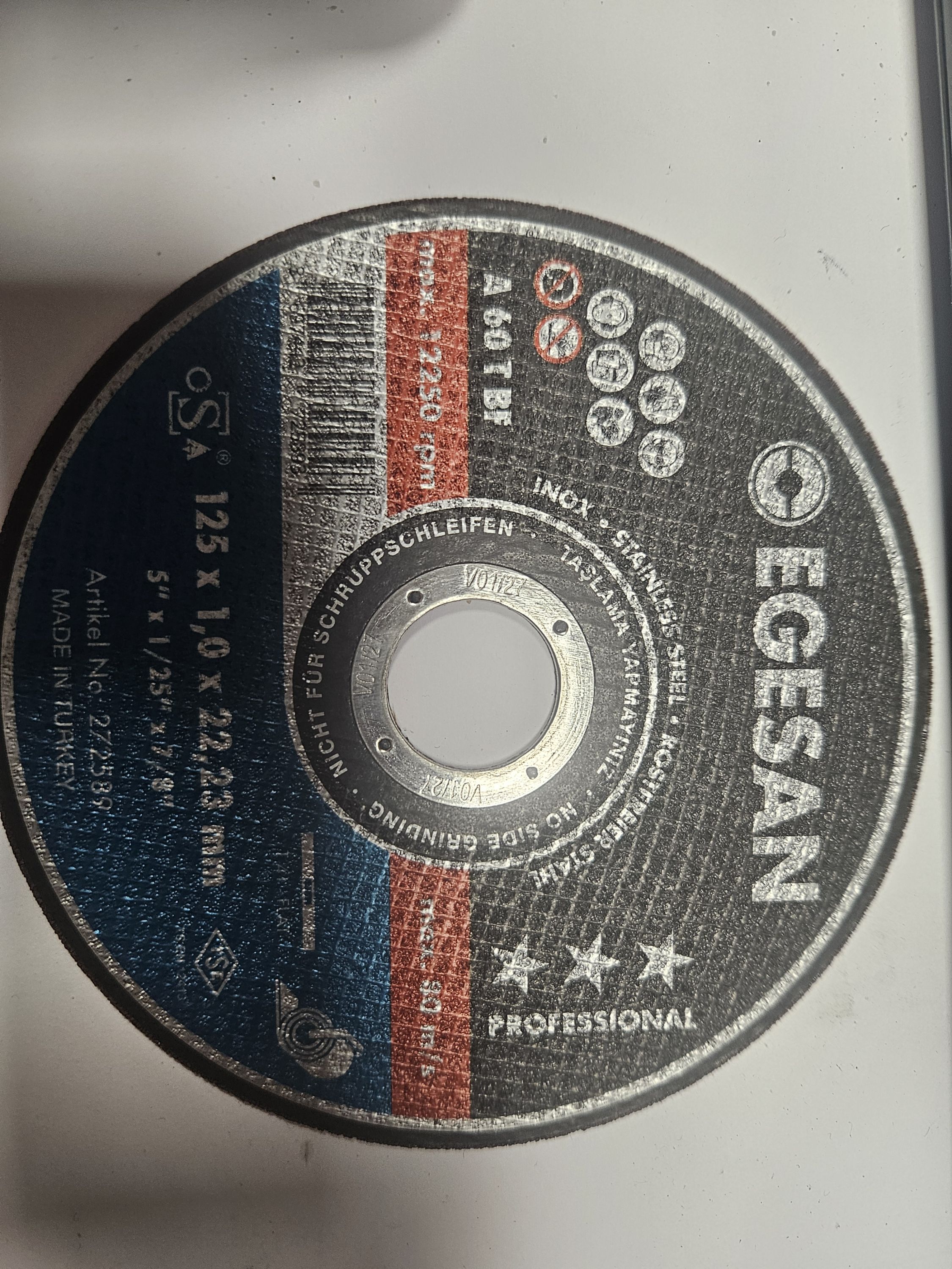 EGESAN Vágókorong 125x1x22,23 INOX + termék fő termékképe