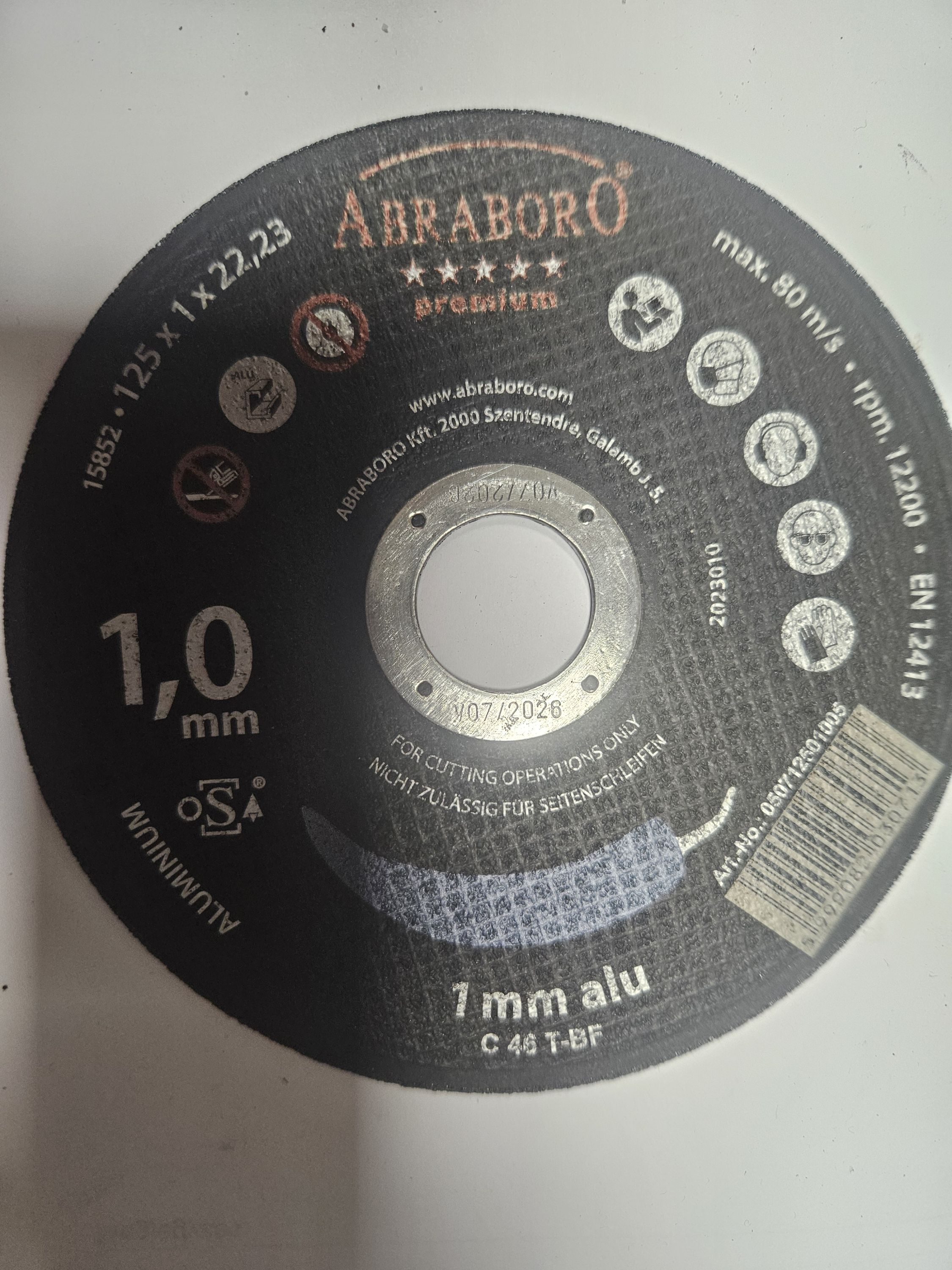 ABRABORO Vágókorong 125x1x22,23mm CHILI ALUMINIUM termék fő termékképe