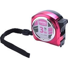 EXTOL Mérőszalag, gumírozott, 1 stoppos; rózsaszín, 3m×16mm, Extol Lady termék fő termékképe