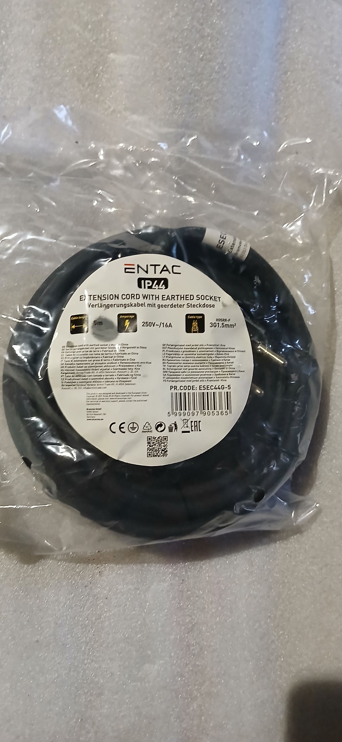 ENTAC Lengő hosszabító IP44 5 méter 3x1,5 termék fő termékképe