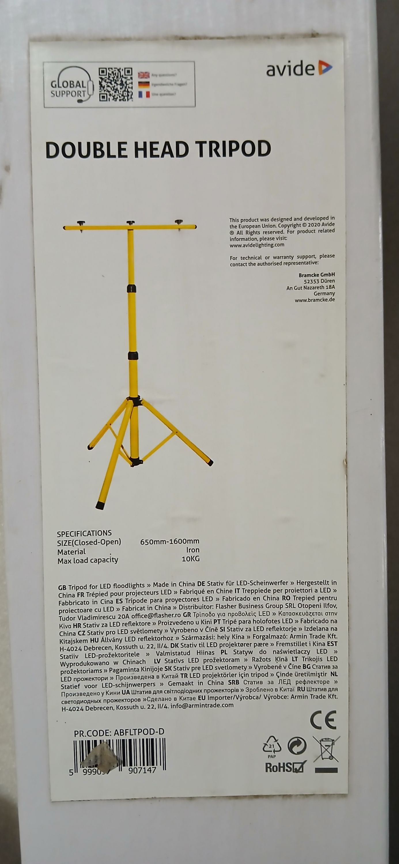 AVIDE Állvány led reflektorhoz sárga termék fő termékképe
