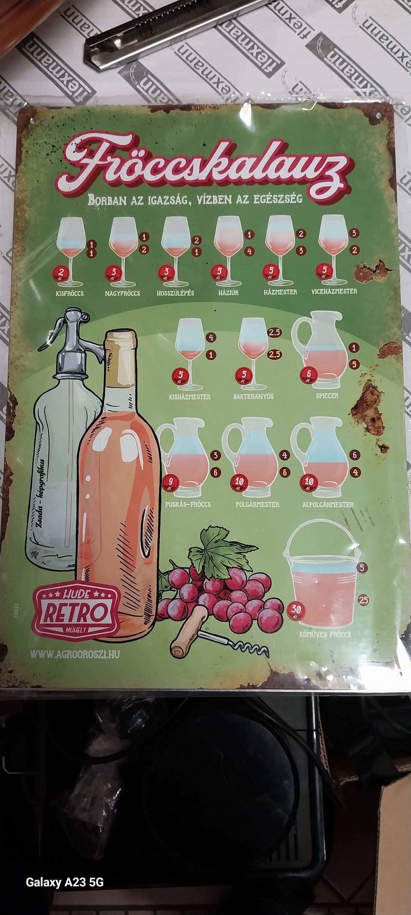 Retro fémtábla - Fröccskalauz-zöld - A4-20x30 cm termék fő termékképe