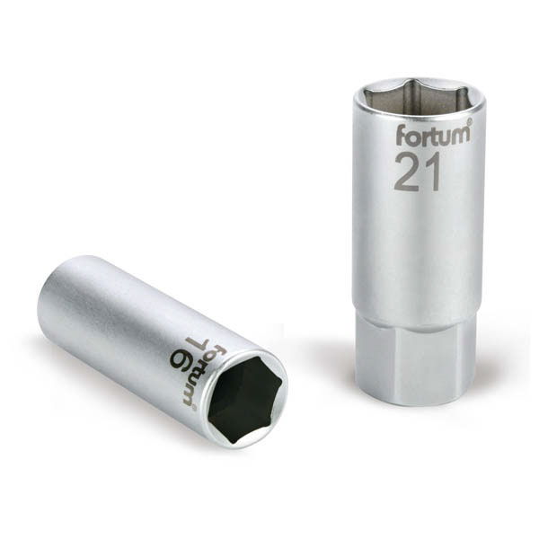 Fortum gyertyakulcs dugófej 1/2", 61CrV5; 16mm, gumírozott FORTUM termék fő termékképe
