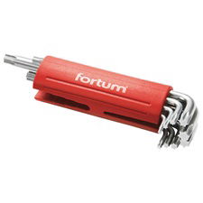 Fortum Torx kulcs készlet. 9db, hosszú, T10-50, S2, 10db/cse; T10-T15-T20-T25-T27-T30-T40-T45-T50, műanyag markolat FORTUM termék fő termékképe