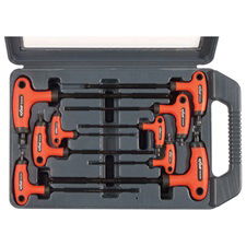 EXTOL Torx kulcs készlet 9db ; CV., gumírozott T-nyelű, T10×100, T15×100, T20×100, T25×150, T27×150, T30×150, T40×150, T45×200, termék fő termékképe