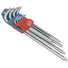 EXTOL Torx kulcs készlet 9db, extra hosszú; T10-T50, hosszú szár: tömör, rövid szár: lyukas, CV., 90-225mm termék fő termékképe