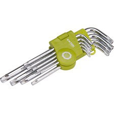 EXTOL Torx kulcs készlet, Cr40. 9db, egyik vége lyukas; T10,15,20,25,27,30,40,45,50, bliszteren termék fő termékképe