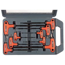 EXTOL Imbuszkulcs készlet  9db, gömbfejű (25° munkaszög), CV., gumírozott T-nyelű, 2, 2,5, 3, 4, 5, 6, 7, 8, 10mm, műanyag koffer termék fő termékképe