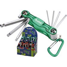 EXTOL Imbuszkulcs készlet, Cr40 gömbfej, színes, TÜV/GS; 7db, 1,5-6mm, karabínerrel, 9 darabonként kínálódobozban termék fő termékképe