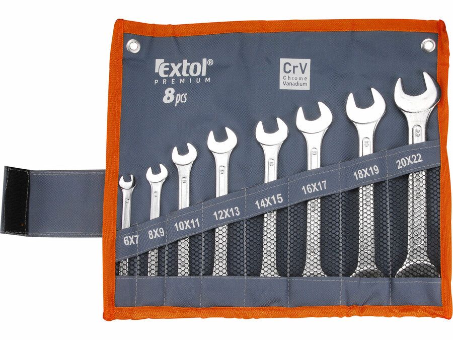 EXTOL Villáskulcs készlet, CrV., vászon tartóban; 8db, 6-22mm termék fő termékképe