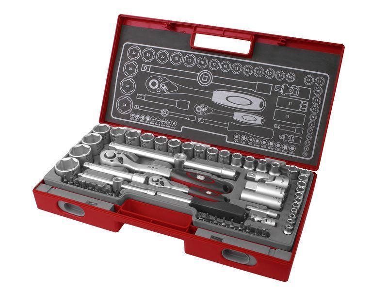FORTUM dugókulcs készlet 1/2", 1/4", 60db, 61CrV5; mattkróm FORTUM termék fő termékképe