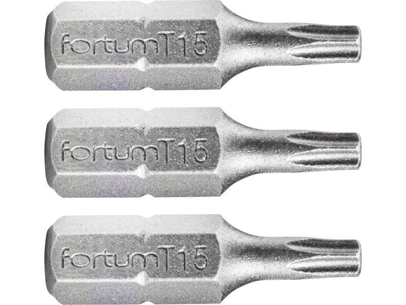 Fortum Behajtóhegy TORX, 3 db, S2 acél; T 15×25mm, bliszteren termék fő termékképe