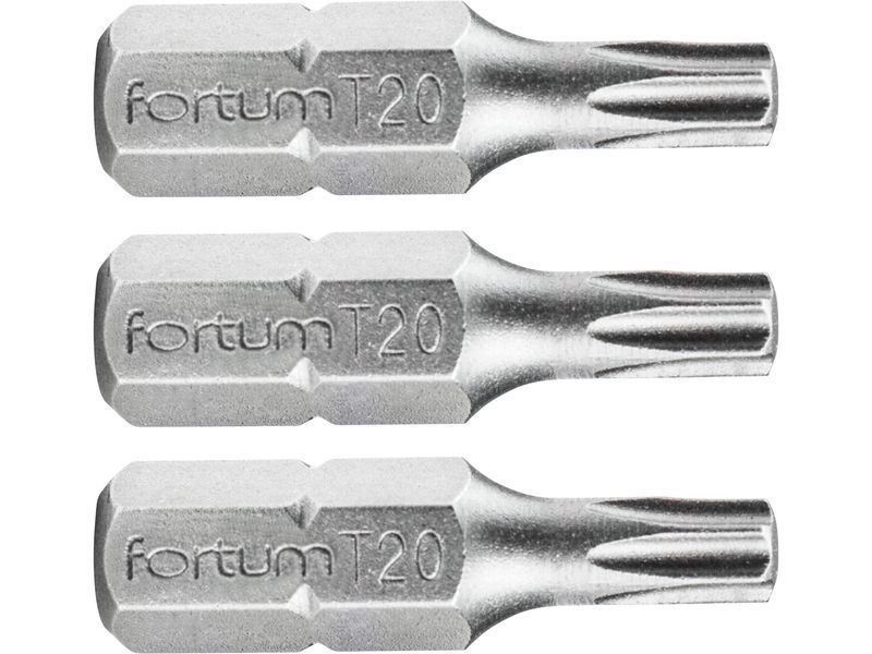 Fortum Behajtóhegy TORX, 3 db, S2 acél; T 20×25mm, bliszteren termék fő termékképe