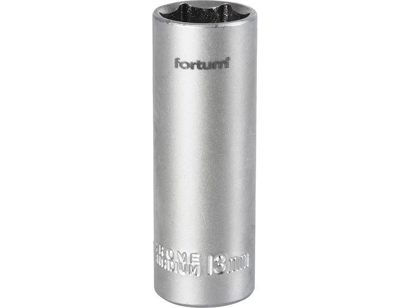 Fortum dugófej, hosszított, 1/4", 13mm, 61CrV5, mattkróm, 50mm hosszú termék fő termékképe