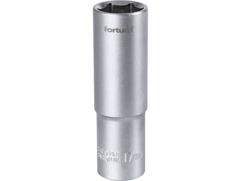Fortum dugófej, hosszított, 1/2", 17mm, 61CrV5, mattkróm, 77mm hosszú FORTUM termék fő termékképe