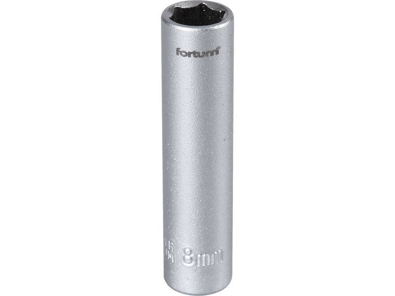 Fortum dugófej, hosszított, 1/4", 8mm, 61CrV5, mattkróm, 50mm hosszú termék fő termékképe