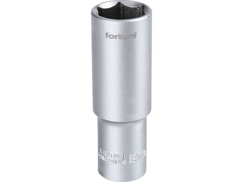 Fortum dugófej, hosszított, 1/2", 19mm, 61CrV5, mattkróm, 77mm hosszú FORTUM termék fő termékképe