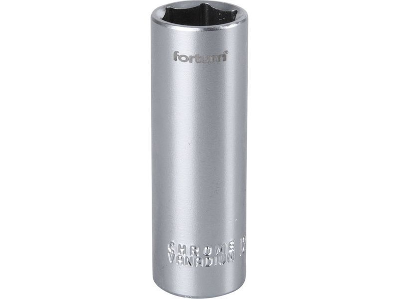 Fortum dugófej, hosszított, 1/4" 12mm, 61CrV5, mattkróm, 50mm hosszú termék fő termékképe