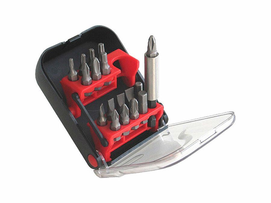 EXTOL Bit  készlet, CV., övre akasztható ; 17db PZ,PH,lapos,torx + rozsdamentes bittartó termék fő termékképe