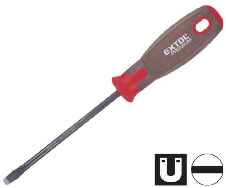 EXTOL Csavarhúzó lapos, CV., mágneses, SUPERGRIP markolat; 8×150mm termék fő termékképe