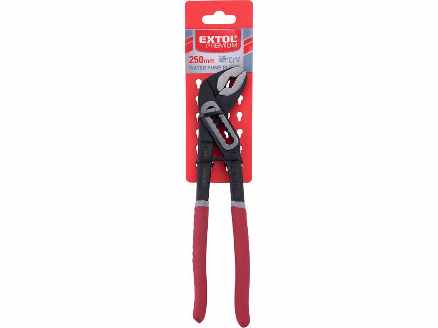 EXTOL Vízpumpa fogó, 250mm, TÜV/GS, szivacsos nyél, akasztós szerszámtartó termék fő termékképe