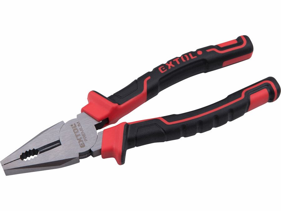 EXTOL Kombinált fogó, 200mm, duál vörös/fekete, TPR nyél termék fő termékképe