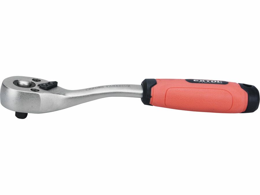 EXTOL Racsnis hajtókar, CV., 45 fog, hajlított szár, csúszásgátló TPR markolat; 1/4", 153 mm termék fő termékképe