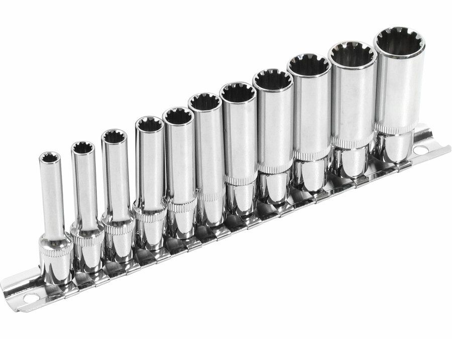 EXTOL hosszított Multi Lock dugófej klt. ; 1/4", 11db 4, 5, 5.5, 6, 7, 8, 9, 10, 11, 12, 13mm, tartó sínen termék fő termékképe