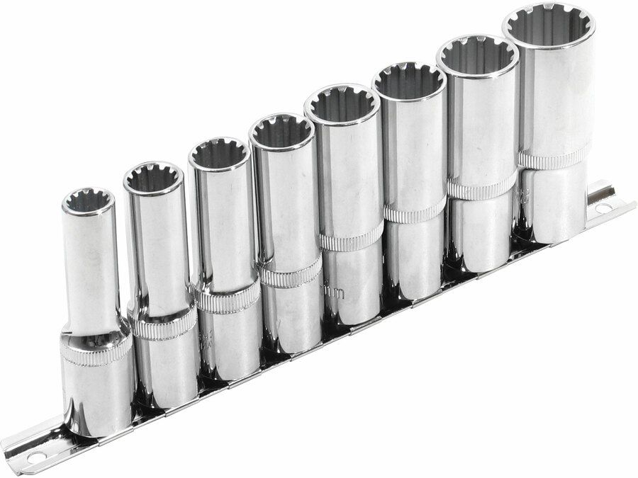 EXTOL hosszított Multi Lock dugófej klt. ; 1/2", 8db 10, 12, 13, 14, 16, 17, 19, 22mm, tartó sínen termék fő termékképe