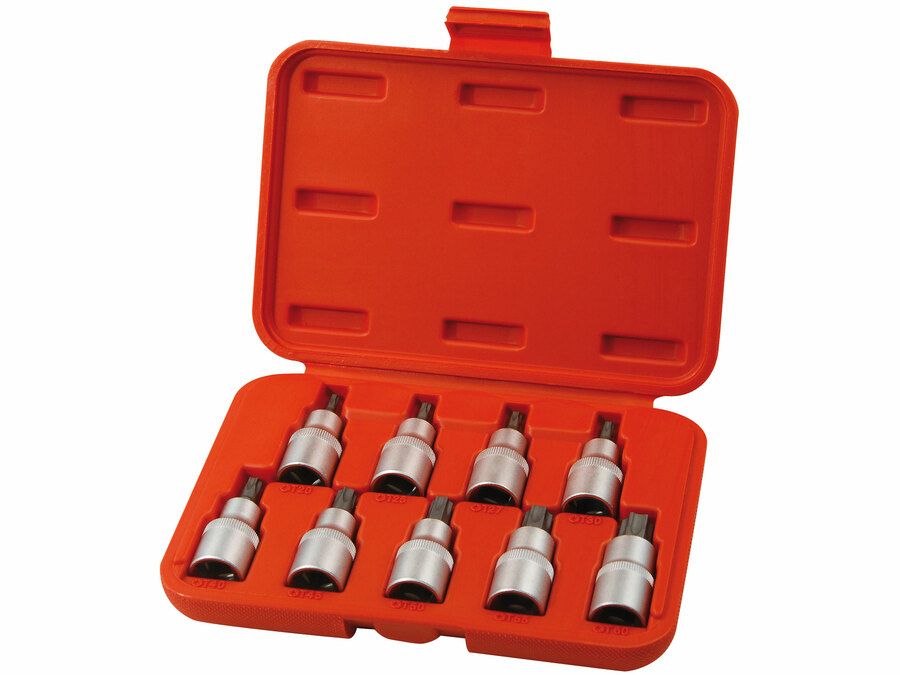 EXTOL bitdugófej klt., 9db, TORX, 1/2"×55mm (T20-25-27-30-40-45-50-55-60), CrV/S2 termék fő termékképe