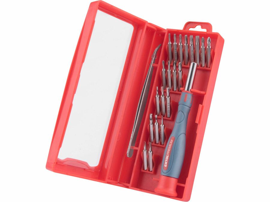 EXTOL Órás csavarhúzó  készlet 22 db C.V. bitekkel; lapos 1,5-3mm, PH000-PH1, PZ0-PZ1, imbusz: 1,5-3mm, torx: T6-20 termék fő termékképe