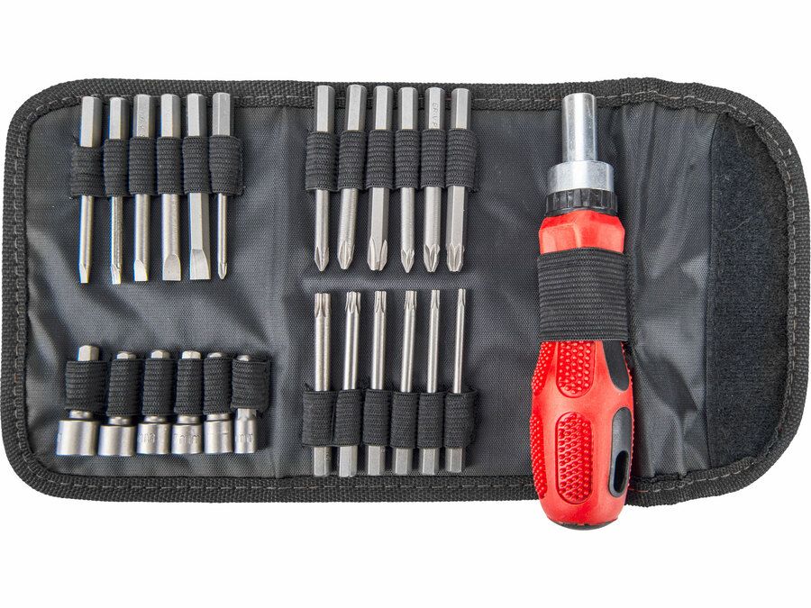 EXTOL Racsnis csavarhúzó-dugókulcs  készlet, 25 db, Cr.V. acél termék fő termékképe