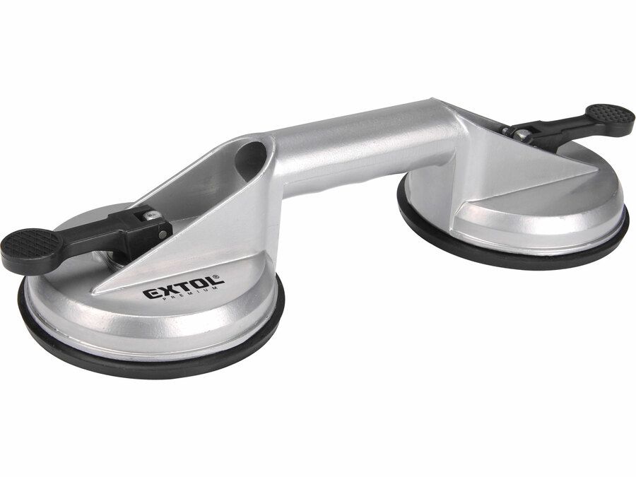 EXTOL Üvegemelő (vákuumos üvegfogó tappancs), kétfejes, max. 100kg teherbírás, átmérő: 118mm, ALU ötvözet termék fő termékképe