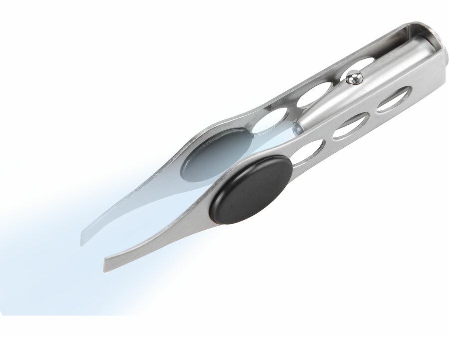 EXTOL Csipesz LED fénnyel, rozsdamentes acél, hossz: 95mm, pofák szélessége: 4mm, 3×1,5V elemmel (LR71) termék fő termékképe