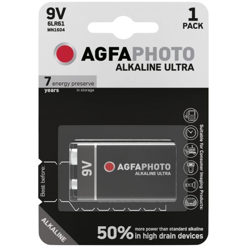 AgfaPhoto Elem Ultra alkáli 9V 6LR61 tartós, 1 db-os termék fő termékképe