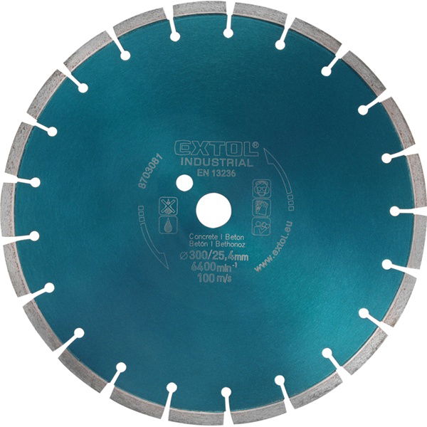 EXTOL Gyémántvágó BETON-ra, ipari korong, szegmenses; 350×25,4mm, száraz és vizes vágásra termék fő termékképe