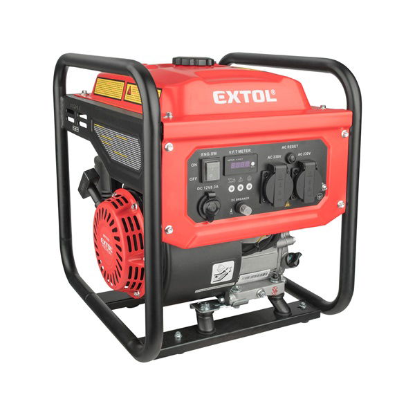 EXTOL benzinmotoros áramfejlesztő, kézi indítás, 3,5 kVA, 230V, 1 fázisú, inverteres termék fő termékképe