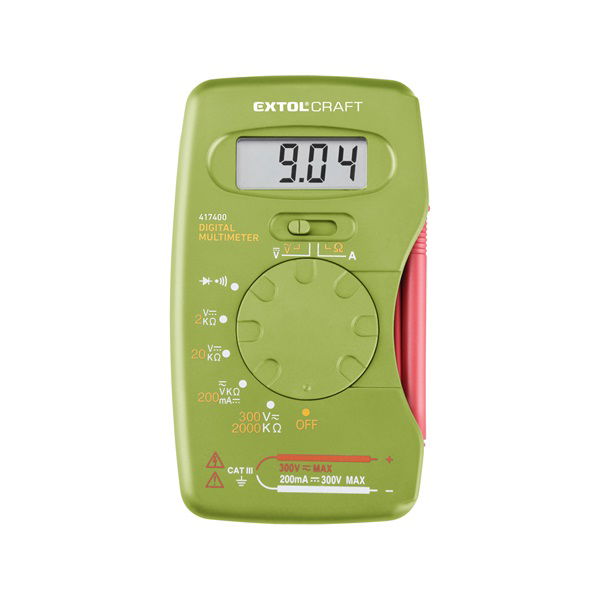 EXTOL digitális multiméter; Amper/Volt/Ohm mérő, hangjelző funkcióval, CE, 1 db 9V elem termék fő termékképe