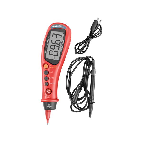 EXTOL digitális multiméter, toll típusú; Amper/Volt/Ohm mérő, hangjelző funkcióval, CE, 2 db 1,5V AAA elem termék fő termékképe