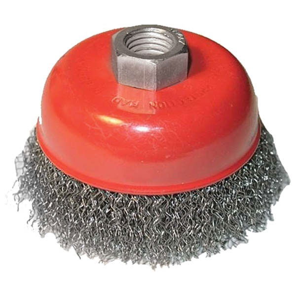 EXTOL Drótcsiszoló fazékkefe sarokcsiszolóhoz; M14×2 100mm, ford.: 8500, hullámos szálú termék fő termékképe