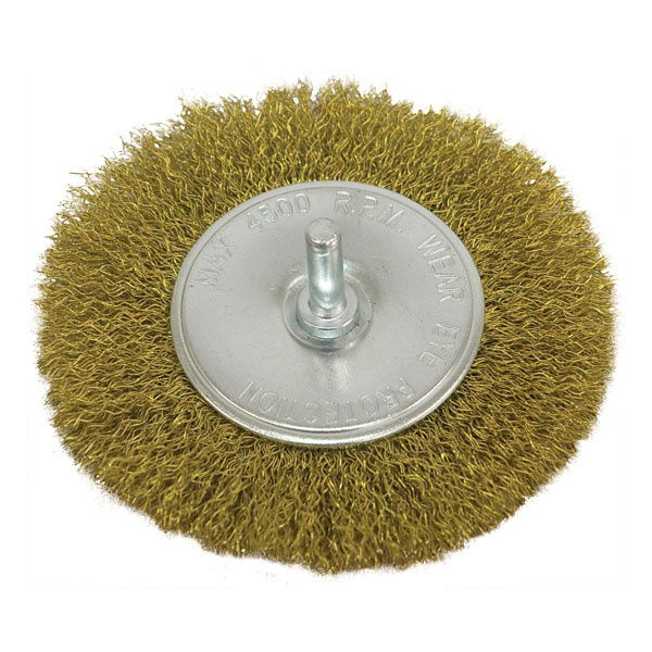 EXTOL Drótcsiszoló körkefe, 100 mm, fúrógépbe fogható: 6mm csap, rezezett acél, max. 4500 ford/perc termék fő termékképe