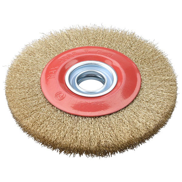 EXTOL Drótcsiszoló körkefe kettős köszörűre, 200mm, 32mm átm. műa. adapterek, hullámos szálú, rezezett acél termék fő termékképe