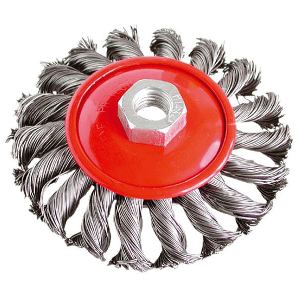 EXTOL Drótcsiszoló körkefe (sarokcsiszolóra) ; M14, sodrott erős, 100mm, kúpos, max. 11000 ford/perc termék fő termékképe