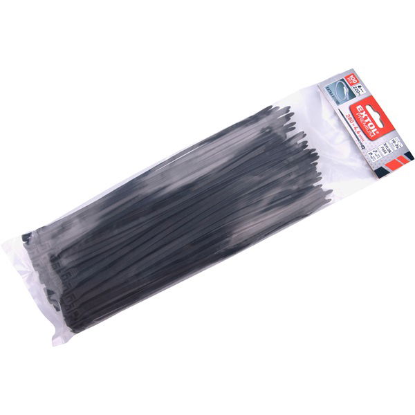 EXTOL kábelkötegelő 3,6×200mm 100db, EXTRA, fekete nylon; UV-, sav- és lúgálló termék fő termékképe