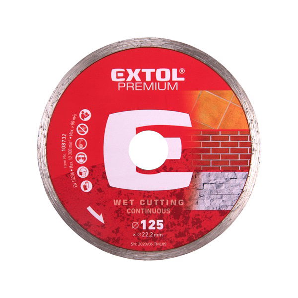 EXTOL Gyémántvágó csempevágáshoz (sima), vizes vágásra; 115×1,8×22,2mm, max.13.300 ford/perc termék fő termékképe